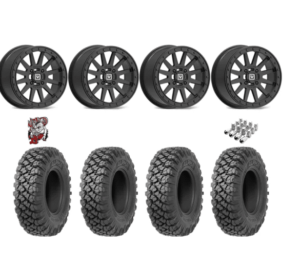 Valor Off-Road Alpha 35-10-15 Tires on V05 Satin Black Beadlock Wheels