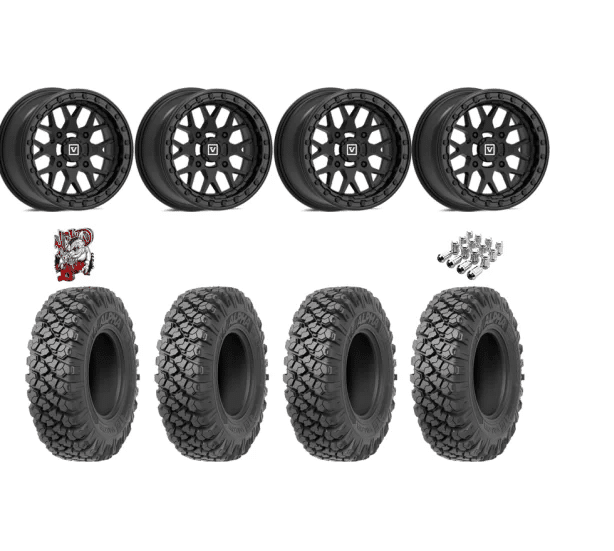 Valor Off-Road Alpha 35-10-15 Tires on V07 Satin Black Beadlock Wheels